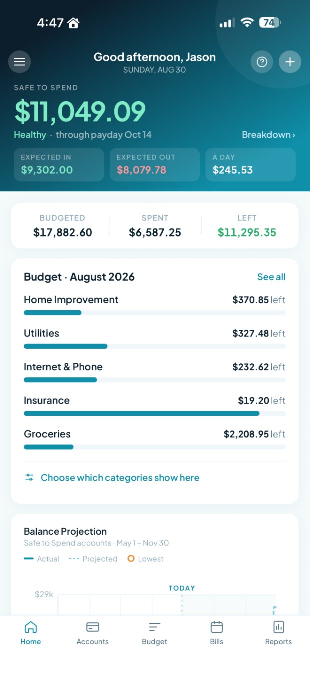 Tovari on iPhone — the dashboard.